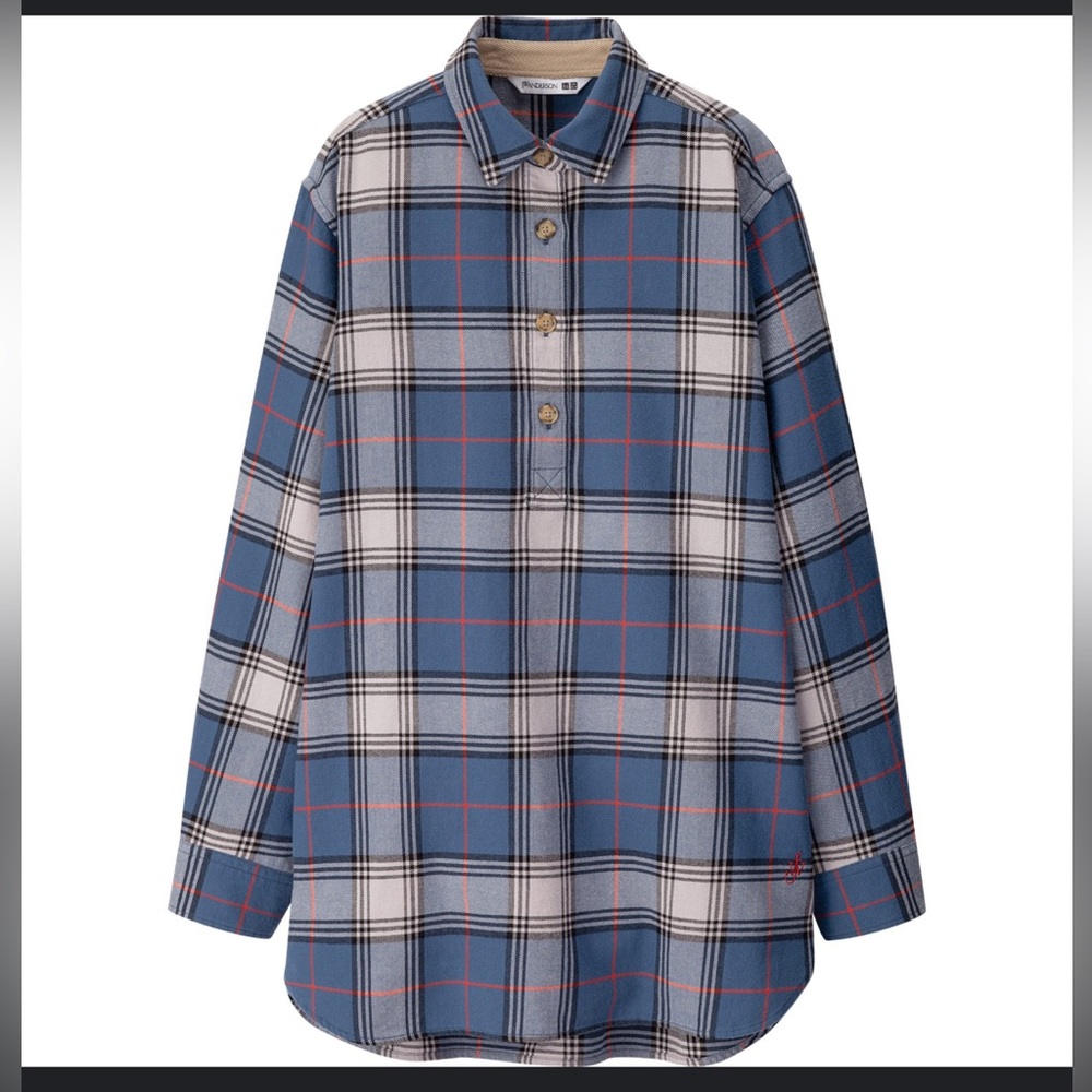 Uniqlo x JW Anderson - Blue Long-sleeve Button-up Plaid/Check SweatShirt - XS
